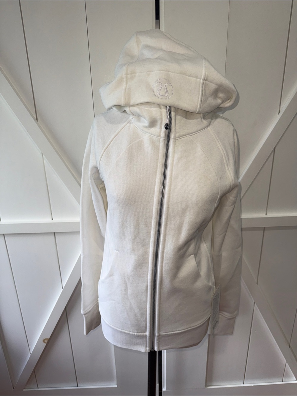 lululemon athletica White Hooded Zip Bomber Jacket